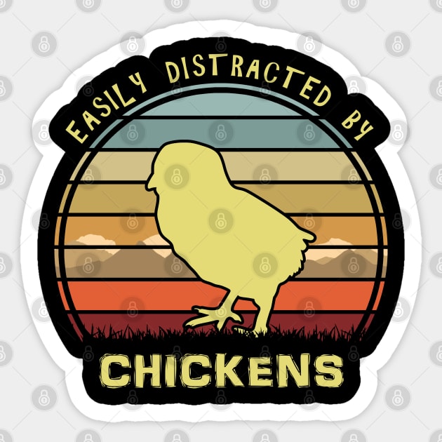 Easily Distracted By Chickens Sticker by Nerd_art